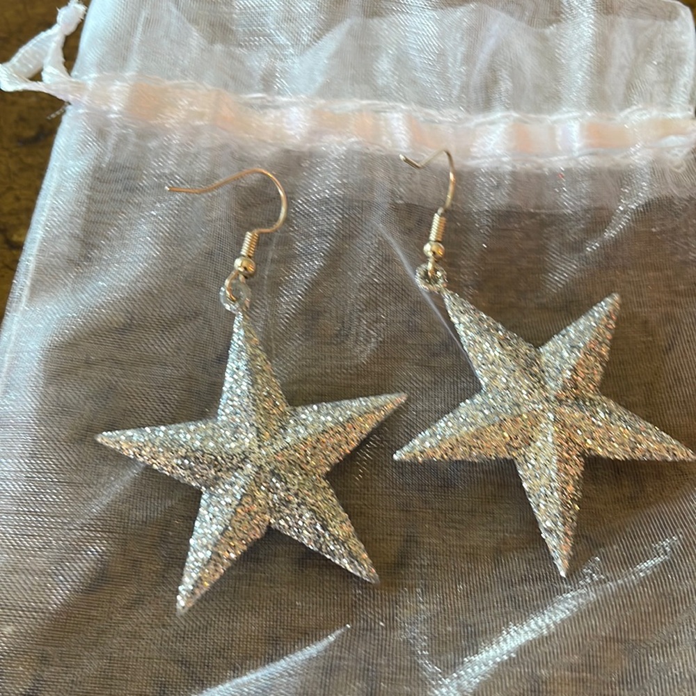 Silver star earrings. Holidays / Christmas earrings